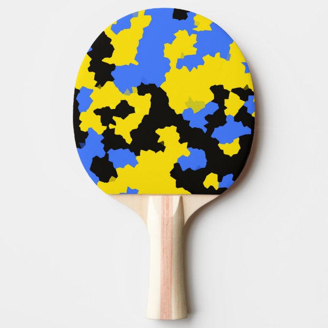 Modern Abstract Yellow Blue Black Pattern Design Ping Pong Paddle (Front)