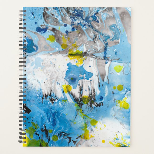 Modern Abstract Yellow Blue Green Template Trendy Planner (Front)