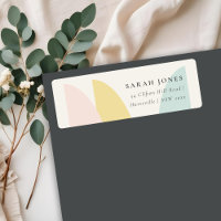 Modern Abstract Yellow Blush Aqua Blue Address
