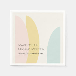 Modern Abstract Yellow Blush Aqua Blue Wedding Napkin