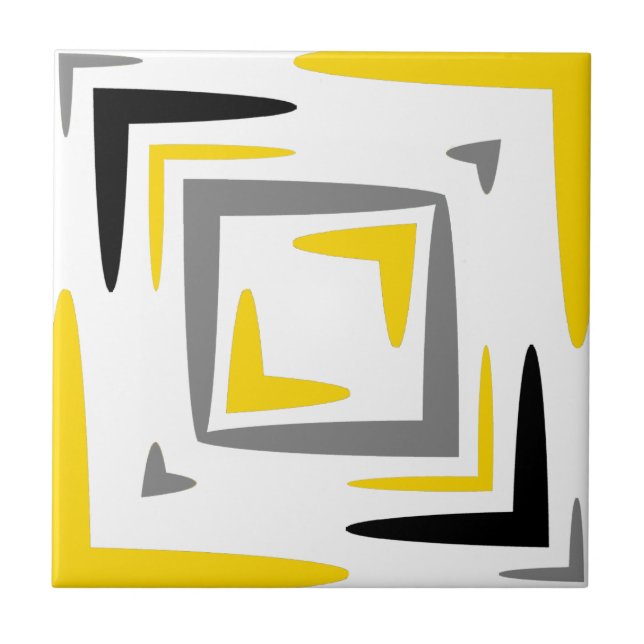 Modern Abstract Yellow Grey Tile (Front)