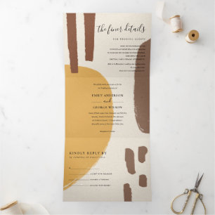 MODERN ABSTRACT YELLOW ORANGE ARTISTIC WEDDING T Tri-Fold INVITATION
