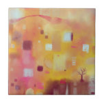 Modern Abstract Yellow Watercolor Tile<br><div class="desc">A contemporary modern abstract watercolor painting in warm colours. Yellow ochre,  pink,  orange and cream. Original art by Nic Squirrell.</div>
