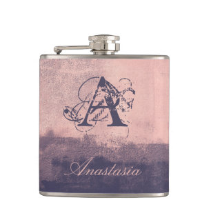 Modern Abstract Your Name Monogram Nr41 Hip Flask