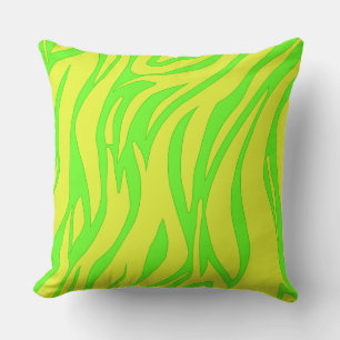 modern abstract zebra print vintage yellow green throw pillow