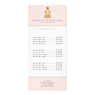 Modern Abstract Zen Stones Gold and Pink Logo Yoga Rack Card