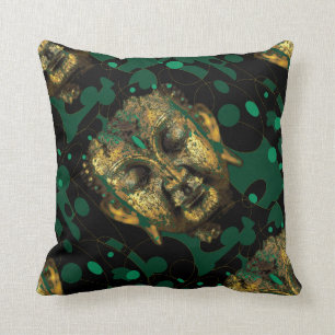 Modern Abstracted Green Buddha Design By Sharles Throw Pillow