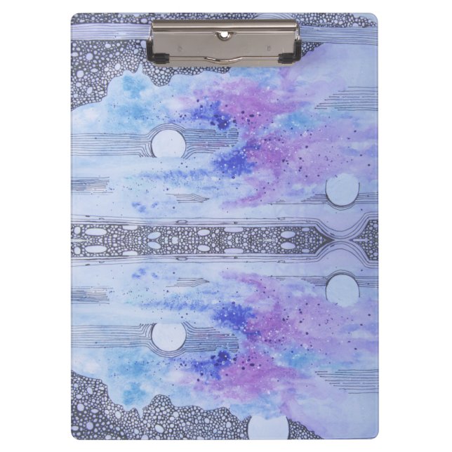 Modern Abstraction Black and Blue Clipboard (Front)