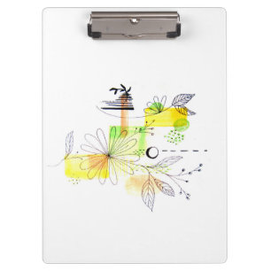 Modern Abstraction Black and Yellow Clipboard