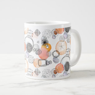 Modern Abstraction Cute Pattern Pink Doodle Large Coffee Mug