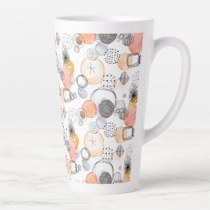 Modern Abstraction Cute Pattern Pink Doodle Latte Mug