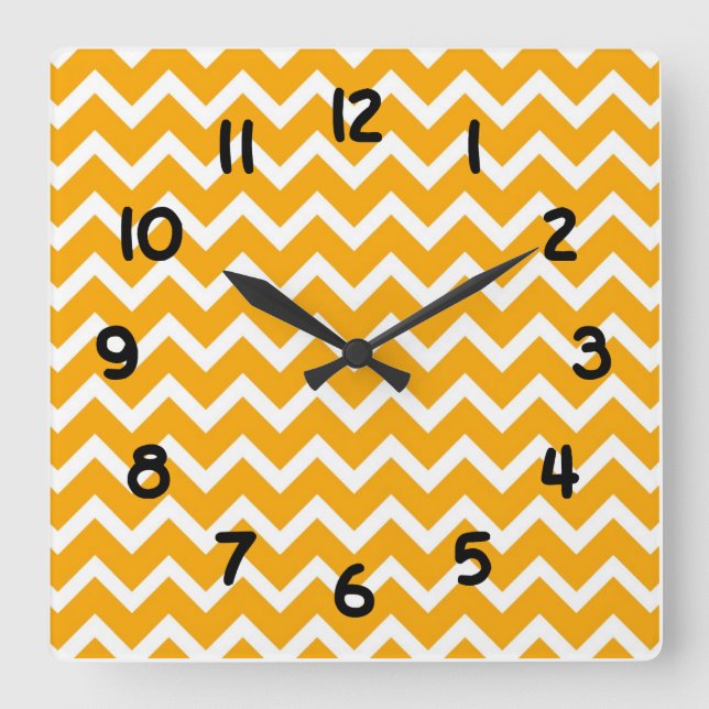 Modern Accent Orange and White Chevron Clock (Front)