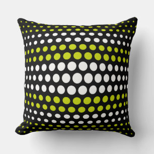 Modern Acid green & White Polka Dots Pattern Throw Pillow