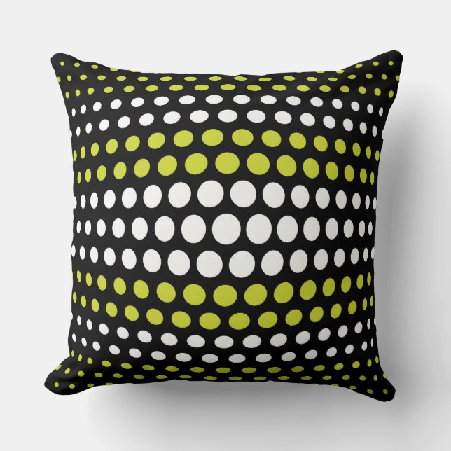 Modern Acid green & White Polka Dots Pattern Throw Pillow (Front)