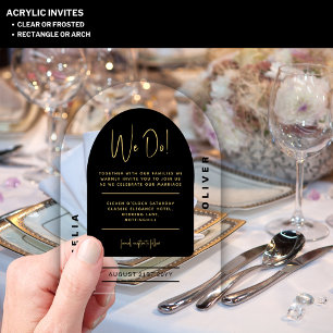 Modern Acrylic Bold Black Gold Minimalist Wedding Acrylic Invitations