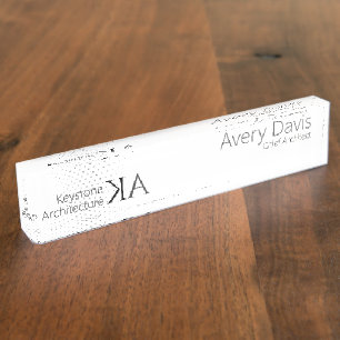Modern Acrylic Desk Nameplate for Architects