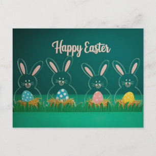 Modern Acrylic Easter Bunny Decorations with Eggs Holiday Postcard