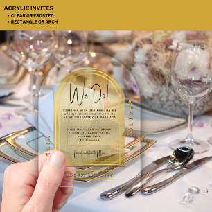 Modern Acrylic Gold Bold Black Minimalist Wedding Invitations