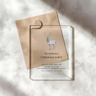 Modern Acrylic Reindeer Christmas Party Acrylic Invitations