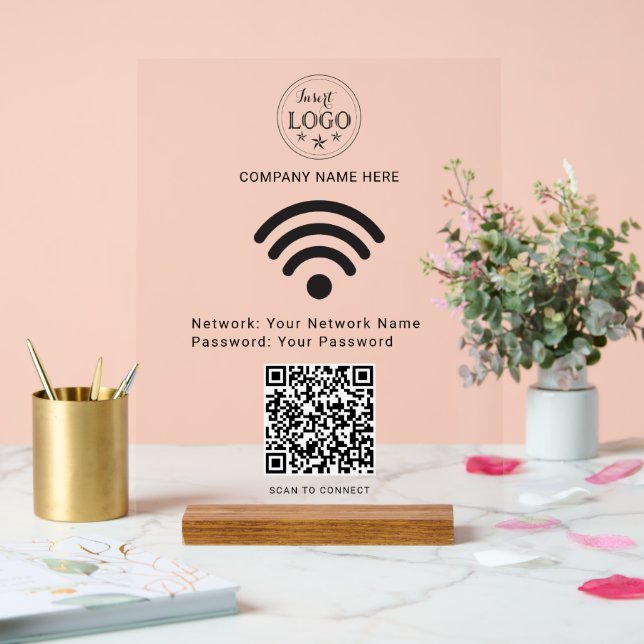 Modern Acrylic Sign for Easy Scan to Connect WiFi (Wedding)
