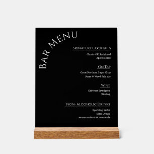Modern Acrylic Wedding Bar Menu Sign   Editable Co