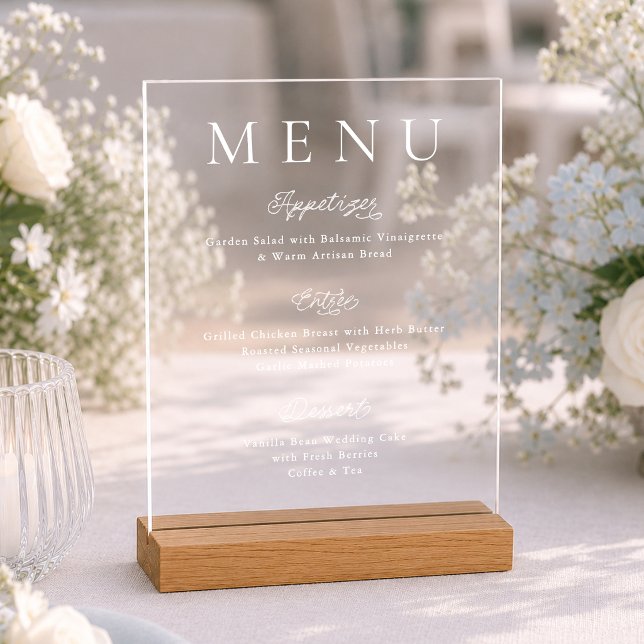 Modern Acrylic Wedding Menu Sign (Creator Uploaded)