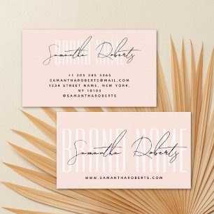 Modern add brand name elegant blush pink business card