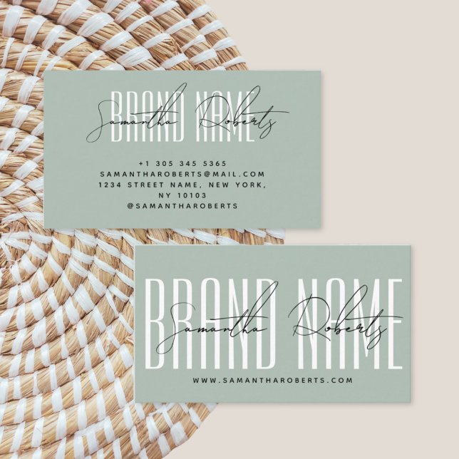 Modern add brand name elegant mint business card (Creator Uploaded)
