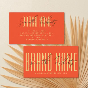 Modern add brand name elegant orange business card