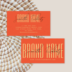 Modern add brand name elegant orange  business card