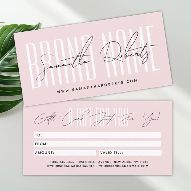 Modern add brand name script typography gift card (Creator Uploaded)