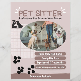 Modern Add Dog Photo Pet Sitter Flyer