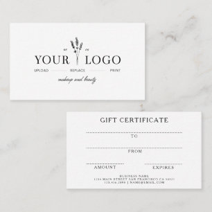 Modern Add Your Logo Beauty Gift Certificate 