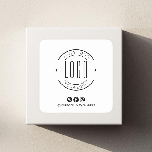 Modern add your logo small business social media square sticker (Creator Uploaded)