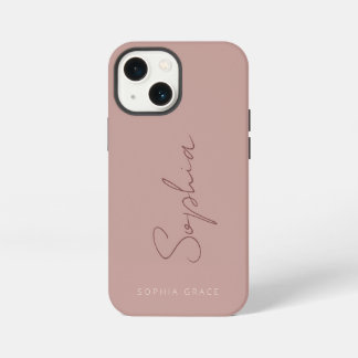 Modern Add Your Name Stylish Dusty Rose iPhone 13 Mini Case
