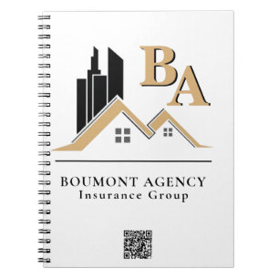 Modern Add Your Own Logo Professional Black Gold Notebook