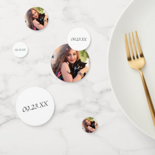 Modern Add Your Own Photo and Date Text DIY Party Confetti