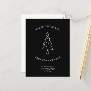 Modern Address Change Simple Christmas Tree Moving Holiday Postcard