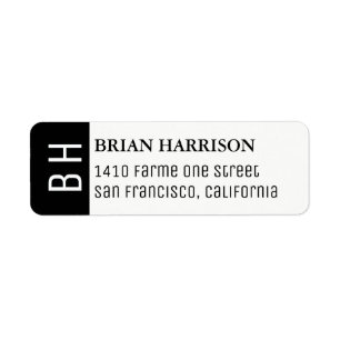 modern address label with name and initials