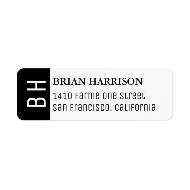 modern address label with name and initials (Front)