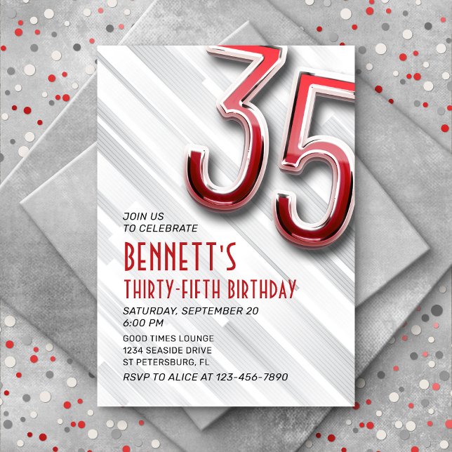 Modern Adult 35th Birthday Invitation (Creator Uploaded)