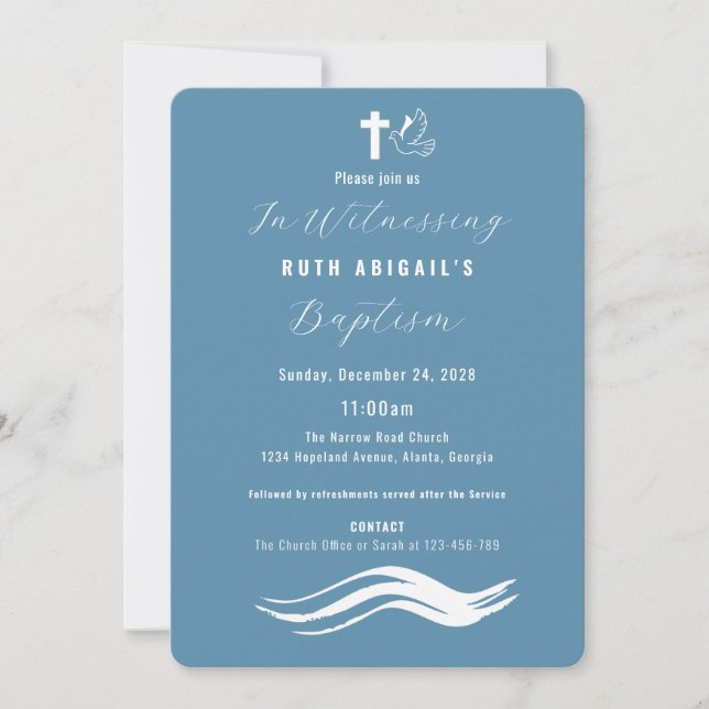 Modern Adult Baptism  Invitation (Front)
