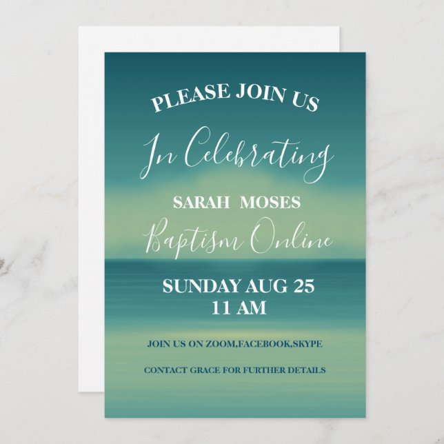 Modern Adult Baptism Personalized Invitation (Front/Back)