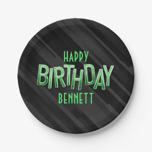 Modern Adult Green Birthday Paper Plate