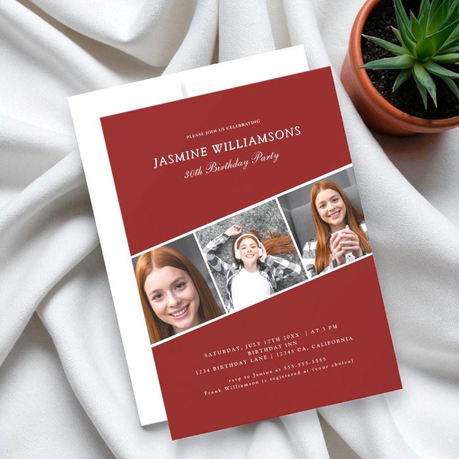  Modern  adult photo collage  birthday party Invitation (Creator Uploaded)