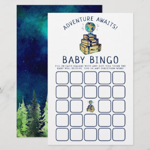 Modern Adventure Travel Globe Baby Shower Bingo