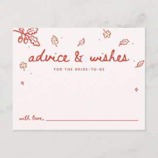 Modern "Advice & Wishes" Script Fall Bridal Shower Enclosure Card