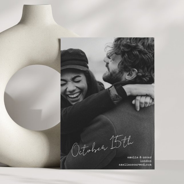 Modern Aesthetic Black and White Wedding Save The Date (Creator Uploaded)