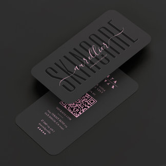 Modern Aesthetic Black Pink Skincare Business Card