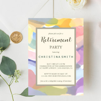 Modern Aesthetic Pastel Spring Retirement Party Invitation